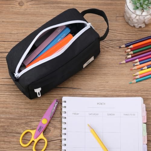 Image of Mr. Pen- High Capacity Pencil Case, Large Pencil Pouch with 3 Compartments and 2 Pockets, Large Pencil Bag with Smooth Zipper, Cute Pencil Case Pouch Organizer, School Supplies for Teens