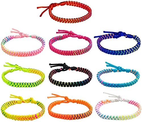 10 Pcs Friendship Bracelets Handmade Braided Bracelets for Kids Multi Color Friendship Bracelets Adjustable for Wrist Anklet