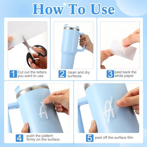 Image of Humyoun 6 Sheets UV Dtf Cup Wrap Name Stickers for Water Bottles Waterproof Vinyl Decals Personalized Custom Lettering Gift Stickers for Cups Love 14-40oz Tumbler Mugs DIY Craft (White)