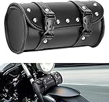 Everrich Motorcycle Handlebar Bag Small Motorcycle Fork Bag Front Fork Roll Barrel Bag Sissy Bar Tool Bag Waterproof Leather-For Harley Sportster Davidson Honda Suzuki Kawasaki Vulcan