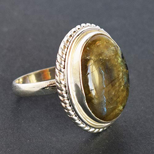 Bague labradorite argent 925 anti-ternissement, cabochon durable