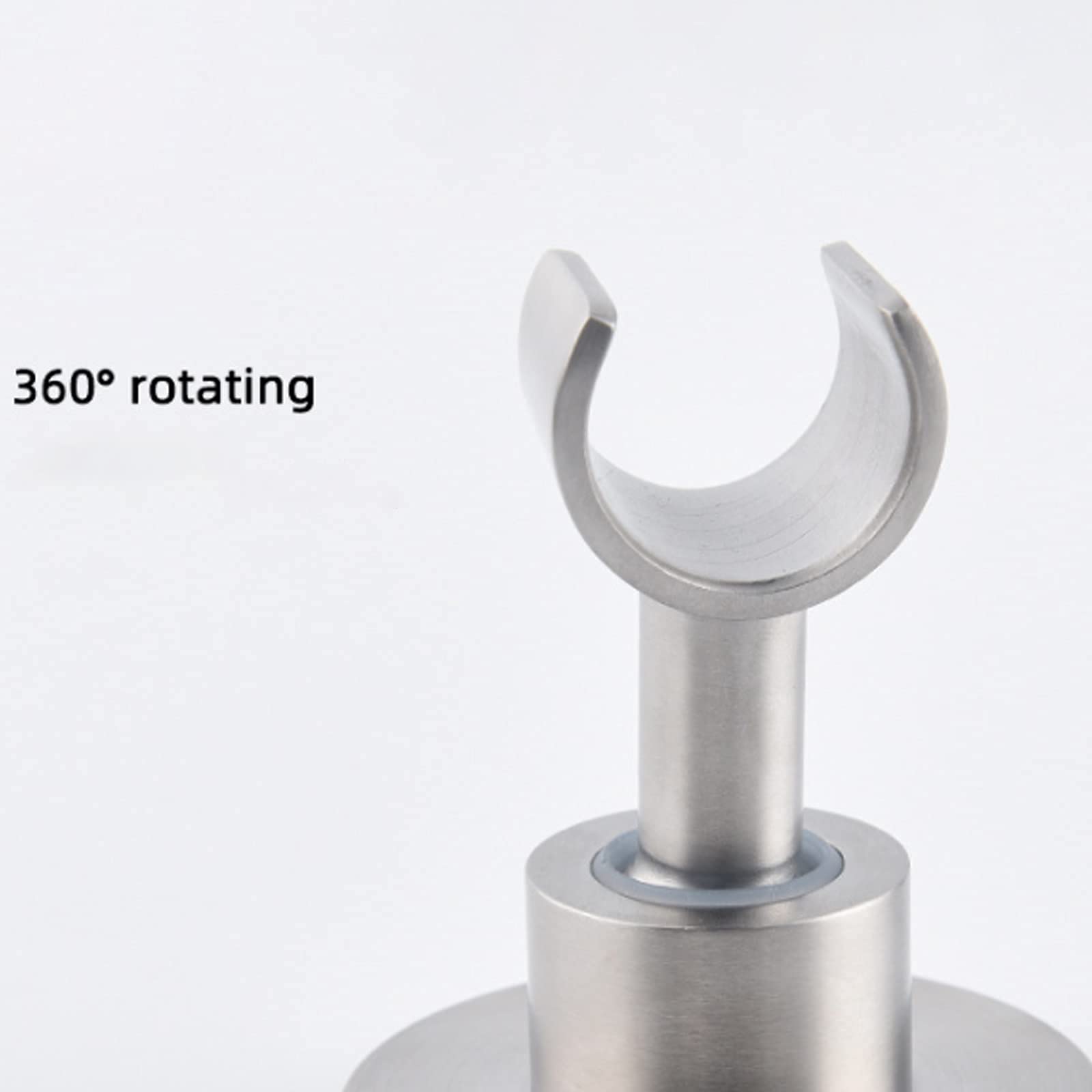 AKAZI Gebürsteter Duschkopfhalter Edelstahl-freier Handbrausehalter 360 ° drehbarer Duschhalterhalter Wandmontierter runder Duschhalter