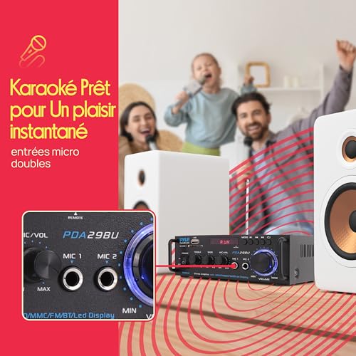 Amplificateur stéréo Bluetooth Pyle récepteur audio 2 canaux 200W