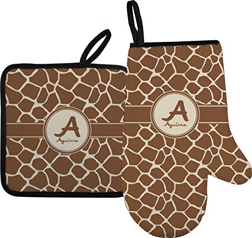 Personalized Giraffe Print Right Oven Mitt & Pot Holder Set W/Name And Initial #TOP20