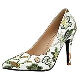 escarpins femme talon haut Birdsight Escarpins Femmes Imprimé Floral à Enfiler Talon Haut Aiguille Bout Pointu Élégant Mode Chic(Vert 41)