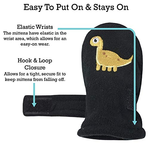 Image of N'Ice Caps Little Kids and Baby Easy-On Sherpa Lined Fleece Mittens - 2 Pair Pack