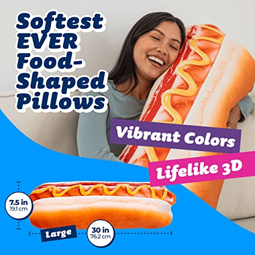 Much Comfort Almofada 3D Supreme Hot Dog de 76 cm – Feita com tecido super macio e ultra premium – B