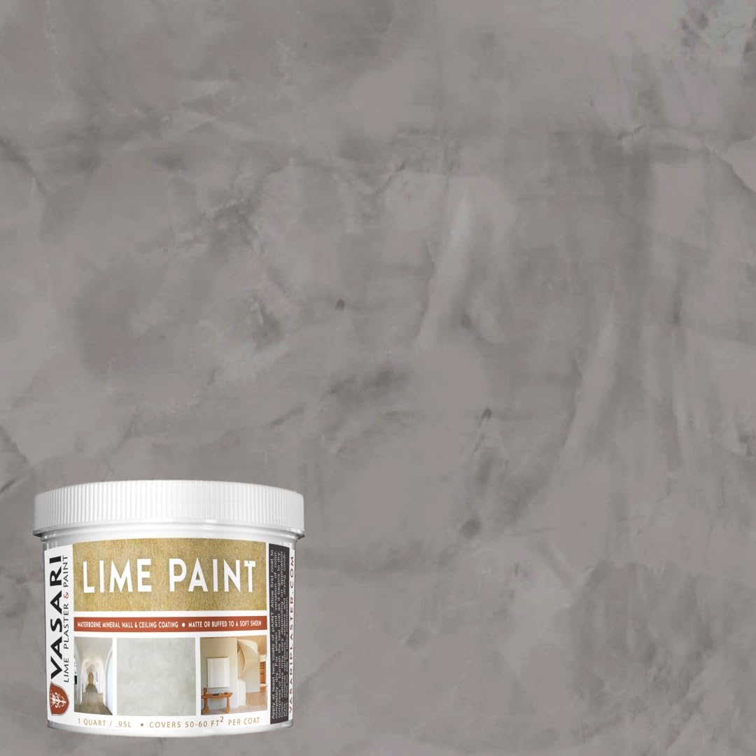 VASARI Lime Plaster & Paint | LIME PAINT | Made from Natural Lime and Powdered Marble | color: Granite #25 | size: 1 Quart