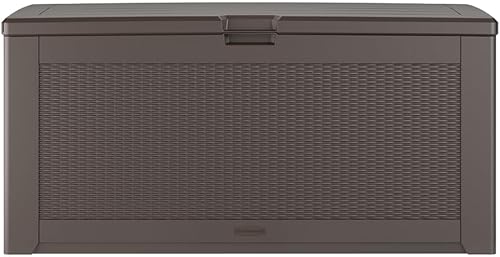 Miniatura 2 de Rubbermaid Caja de almacenamiento de resina extragrande para exteriores (134 galones), resistente a la intemperie, marrón, organización de cubierta