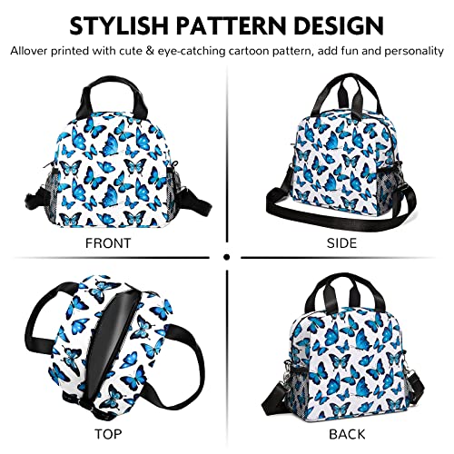 Wuetduz Purple Butterfly Insulated Lunch Bag For Women Men, Large Capacity Portable Cooler Lunch Box With Adjustable Shoulder Strap, Reusable Meal Prep Bag For Work School Picnic Travel #TOP1
