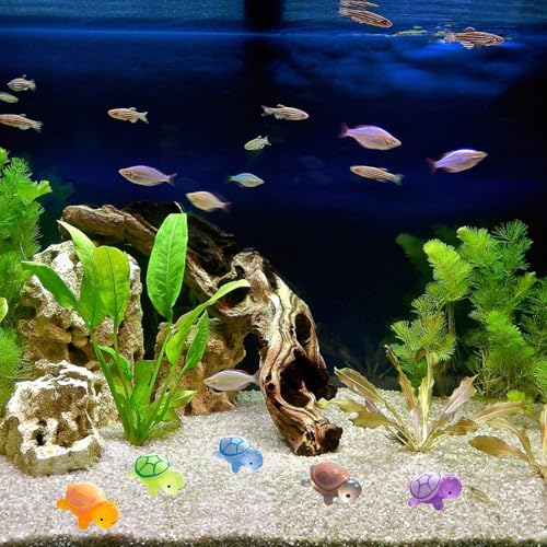 KRYMXAR 400 Stück Mini Schildkröten aus Harz, Leuchtende Mini Figuren für DIY, Schlüsselanhänger und Dekoration, 1.1 cm Länge, Farben Zufällig