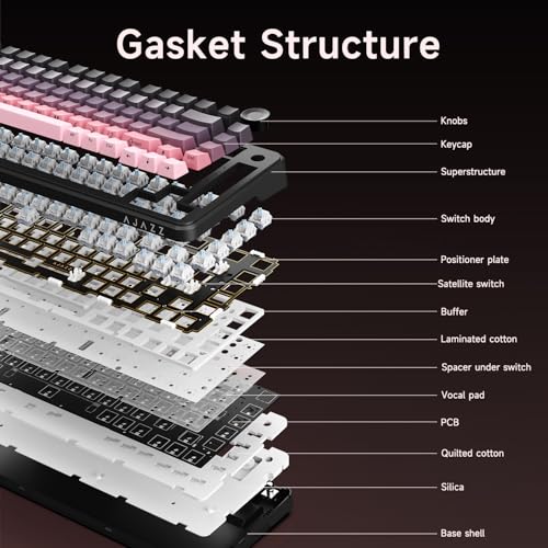 Image of URX x AJAZZ AK820 MAX Plus Wireless RGB Mechanical Keyboard | 75% Hot Swappable Pre-Lubed Switches, Bluetooth 5.0 USB-C | Gaming Keyboard for Windows Mac | 8000mAh Battery | Glacier Blue