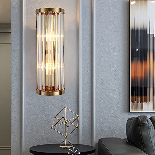 Aplique de pared de cristal dorado con diseño semiempotrado para dormitorio moderno 4