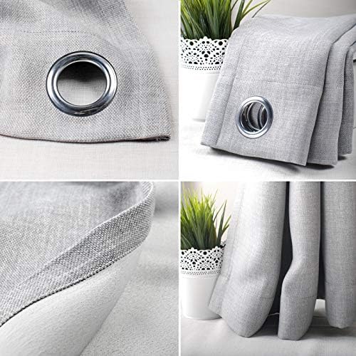 Singinglory Grey Blackout Curtains for Bedroom 90x90, 2 Panels Thermal Insulated Solid Window Treatment with Tiebacks for Living Room (Grey,90x90)