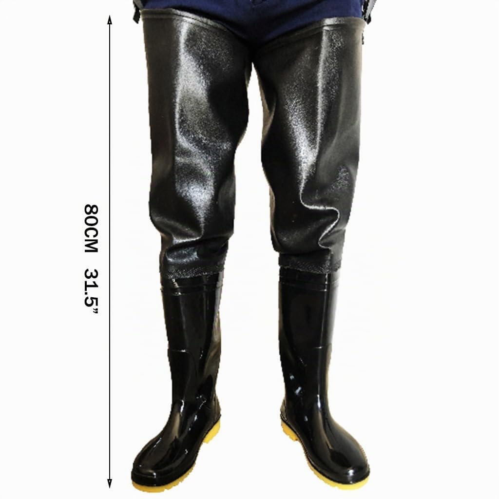 Bottes de pêche Semelle de Tendon de Vache imperméable en PVC Noir for Les Cuissardes sur Les Fesses, Hommes et Femmes pêche/Chasse/repiquage/élevage