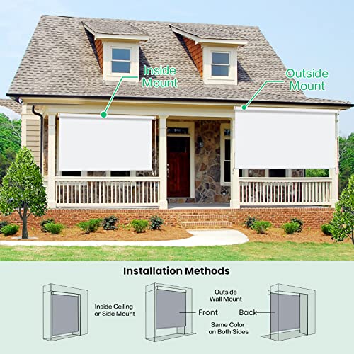 PASSENGER PIGEON Outdoor Blackout Cordless Roller Shades, Exterior Waterproof Window Shade, Custom UV Cut Roller Blinds, Privacy Screen Roll Up Sun Shade for Porch, Gazebo, Balcony, Deck, Bright White - Thumbnail 2