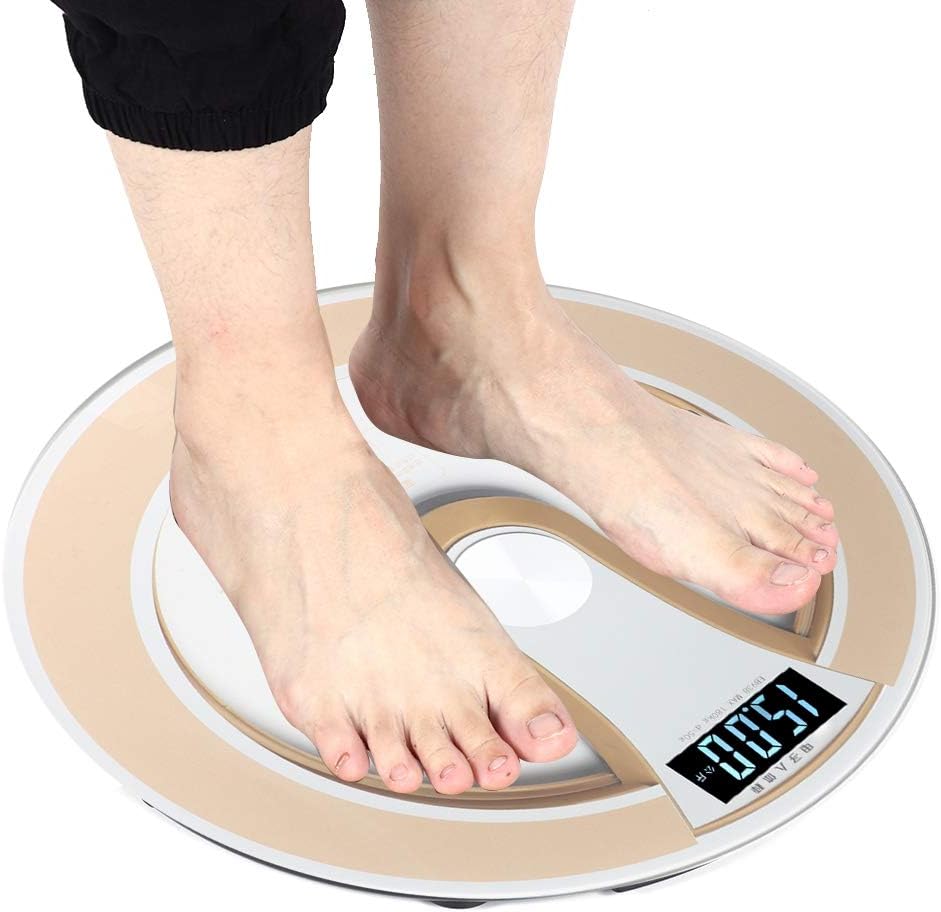 Sonew Digital Weight Scal, Round Intelligent Electric Digital Weight Body LCD Display Scale High Scale(Gold)