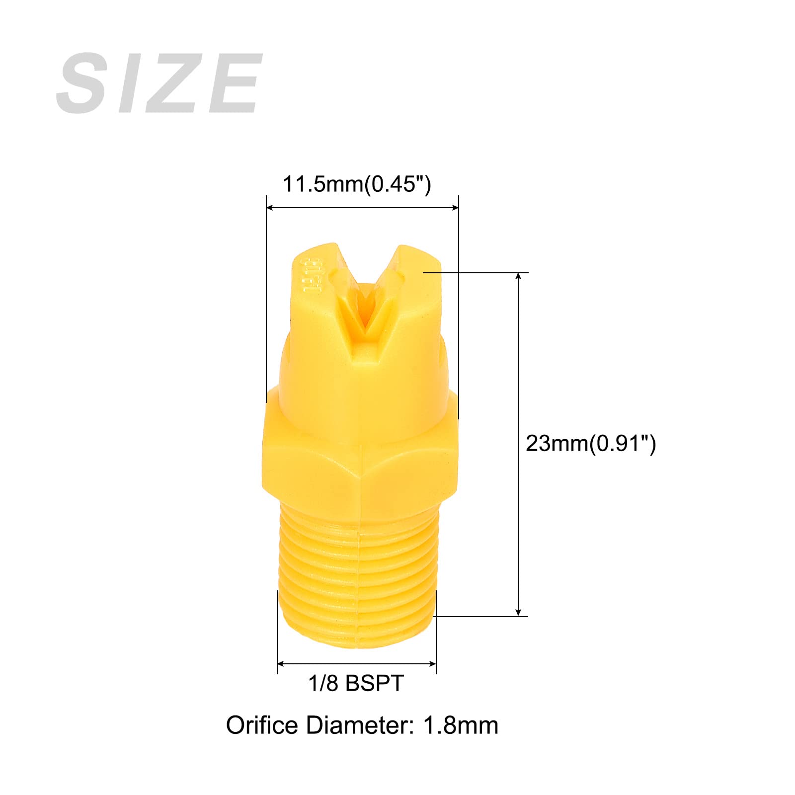 Buse De Pulvérisation Uxcell – 1/8BSPT, éventail Plat 95°, Orifice 1,1mm – Acier Inox