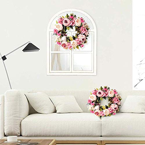 Hoomall 14" Pink Peony Wreath Spring Wreath, Spring Wreath For Front Door, Artificial Flower Wreath Spring Winter Wreath For Indoor Outdoor Wedding Wall Outdoor Home Wreath Decor #TOP3