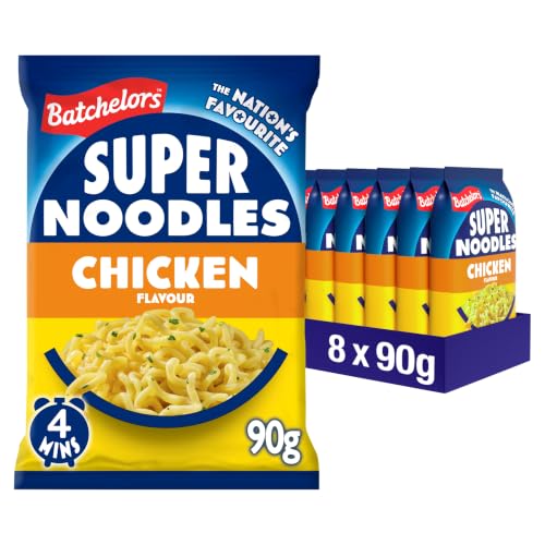 Batchelors Super Noodles Tasty Chicken Flavour Instant Snack Ready in 4 Minutes 90 g Packet (Pack Of 8)