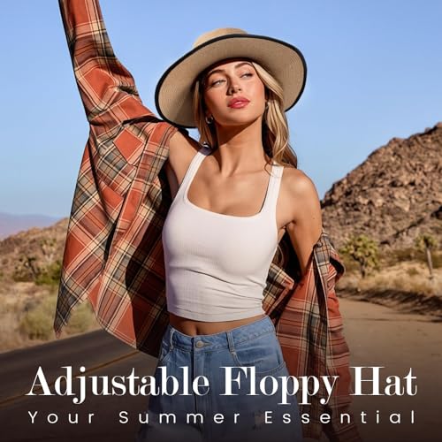 Image of MTRoyaldia Beach Sun Straw Hats for Women, UPF 50+ UV Sun Protection Wide Brim Summer Straw Hat Foldable Packable Roll up Cap Deep Khaki