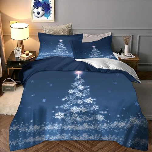 Housse de couette Sapin de Noël 220x240 parure de lit microfibre résistante king imprimé 3D - 6