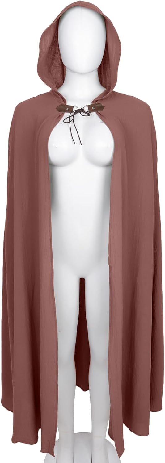 L'VOW Medieval Hooded Cloak Renaissance Cape with Hood - Halloween Sorcerer Capelet Hobbit Costume - Image 6