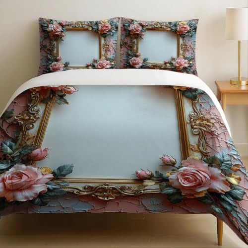 Microfibre Parure de Lit 2 Personnes Rose Vintage Douceur Durable