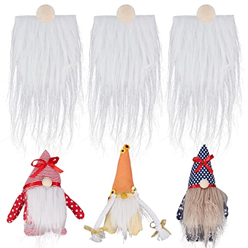 GORGECRAFT 6 peças de barba de gnomo, bolas de madeira sem acabamento, tranças, kit de barba de anão, conjunto de cabelo de barba de pele sintética para bricolagem, feito à mão, branco