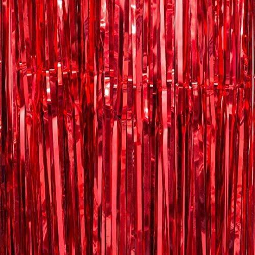 Jindal Party Products Metallic Fringe Foil Fringe Foil Curtain, 3 X 6 Feet, Red, Pack of 4 2