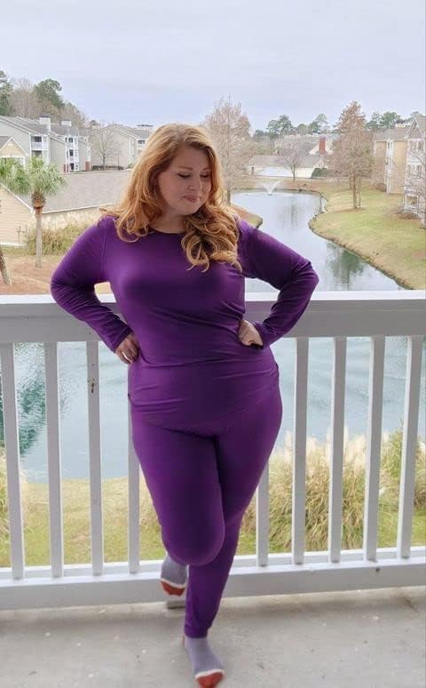 COOTRY Plus Size Thermal Underwear for Women Long Johns Fleece Lined Base Layer Top and Bottom Sets - Image 3
