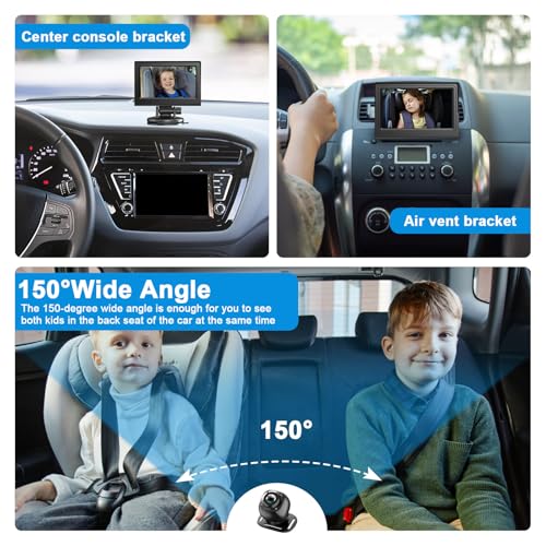 Image of Baby Car Camera Monitor for Backseat - Baby Car Mirror - Safety Rear Facing Infant Back Seat Camera with 4.3 inch Display, HD 1080P, Night Vision, Easy Installation - Black