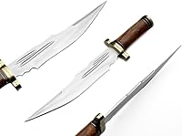 Vista 1 de Cuchillo Bowie de acero D2 hecho a mano, hoja de cuchillo de caza que está hecha de acero inoxidable fuerte y cuenta con un mango de madera