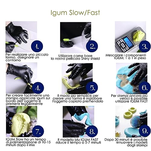 Resin Pro ® I-GUM Fast: Gomma Siliconica In Pasta Per Stampi (1Kg) Atossica E Ultra Veloce (5 Minuti) Compatibile Resine Epossidiche, Poliuretaniche, Cera, Sapone, Gesso, Cemento, Durezza 24 Shore - 5