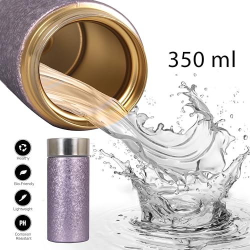 Image of Titanium Water Cup with Lid, Leakproof & Lightweight Portable Bottle, Durable Metal Drink Container for Office Travel Home, Reusable Teacup for Daily Use (Titanium Lavender, 350 ML)