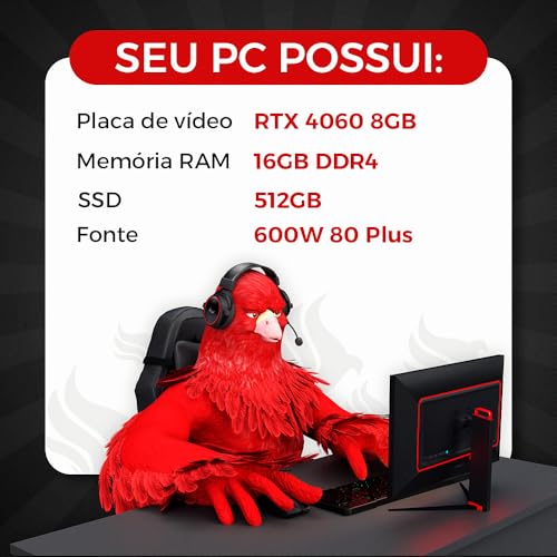 PC Gamer Mancer | AMD Ryzen 5 5500 | Placa de Vídeo RTX 4060 8GB | 16GB DDR4 | SSD 512GB M.2 | 600W