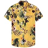 MCEDAR Men's Hawaiian Shirts Short Sleeve Aloha Flower Print Casual Button Down Standard Fit Beach...