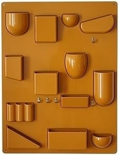 Wall-Mounted Multi-Grid Organizer, Creative Decoration, Plastic Organizer with Hooks, Desktop Storage Board, Multi-Purpose Wall Shelf for Office, Bedroom, Living Room(Yellow)