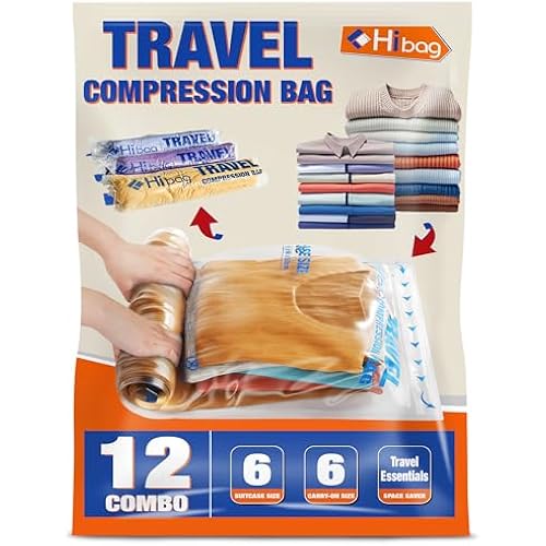 Compression Bags for Travel Essentials, Roll Up Bags No Vacuum Needed