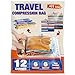 Hibag 12 Travel Compression Bags, 12-Pack Roll-Up Space Saver Storage Bags for Travel, Suitcase Size (12-Travel)