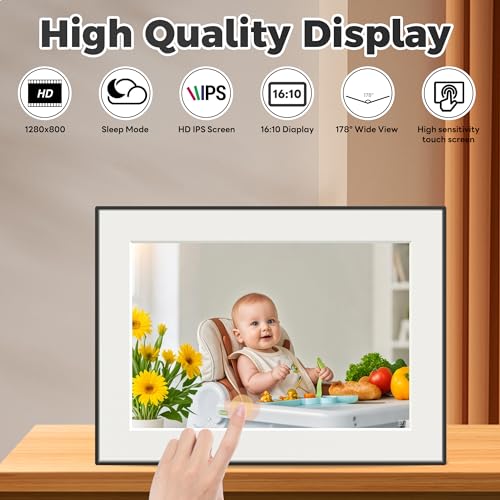 CECGAN 32GB Memory 10.1 Inch Frameo Photo Frame, WiFi Digital Picture Frame,1280x800 HD IPS Touch Screen, Auto-Rotate, Share Photos/Videos Instantly via Frameo App from Anywhere, Wall Mountable. - Image 4