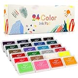 Fstaor Craft Ink Pads for Rubber Stamps Partner DIY Color, 24 Color Ink Pads for Kids Washable, Best Fit for Stamps, Paper, Wood Fabric, Scrapbooking…
