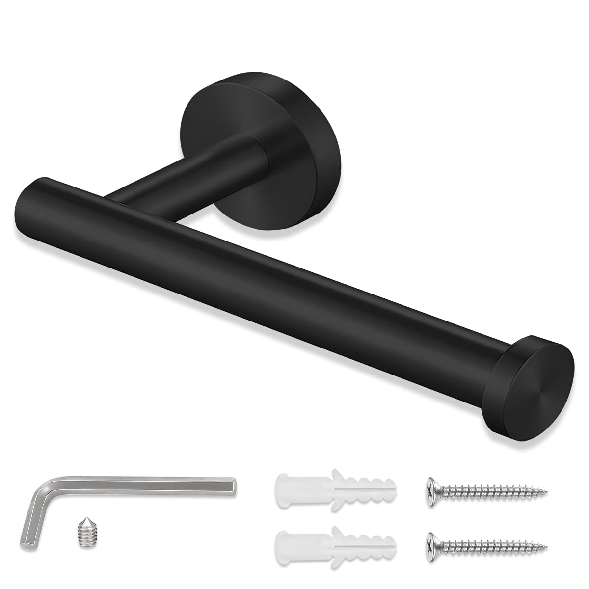 UBRAVE Toilet Roll Holder, Matte Black Wall Mounted, SUS304 Stainless Steel Toilet Paper Holder for Bathroom&Kitchen, Simple and Practical Toilet Roll Storage Dispenser, Waterproof&Rust Resistant