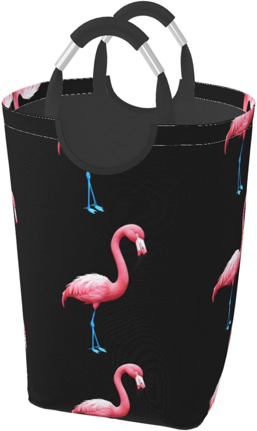 Outline Flamingo Foldable storage bag, 50L capacity, suitable for laundry room, dormitory bedroom, dirty clothes storage basket.