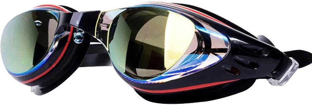 Electroplating Waterproof Anti-Fog high-Definition Height with Degree Myopia Professional Swimming Glasses Men and Women Swimming Goggles (Color : A)