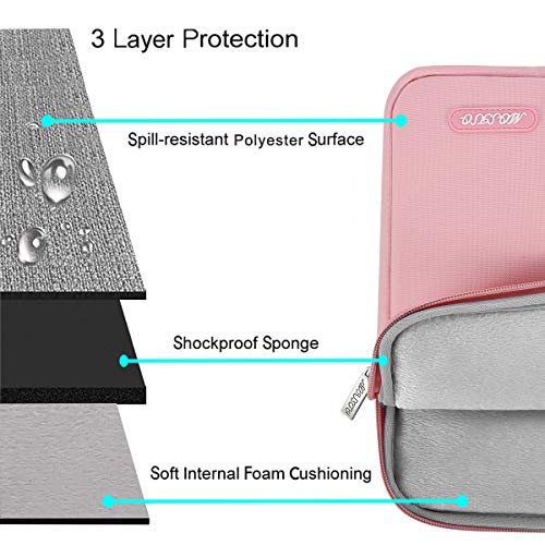 Image of MOSISO Laptop Case 14 inch, 14 inch Laptop Sleeve Compatible with HP Lenovo Dell ASUS Acer, HP Stream, Dell Latitude, Lenovo IdeaPad, Polyester Vertical Computer Sleeve Bag with Pocket, Pink