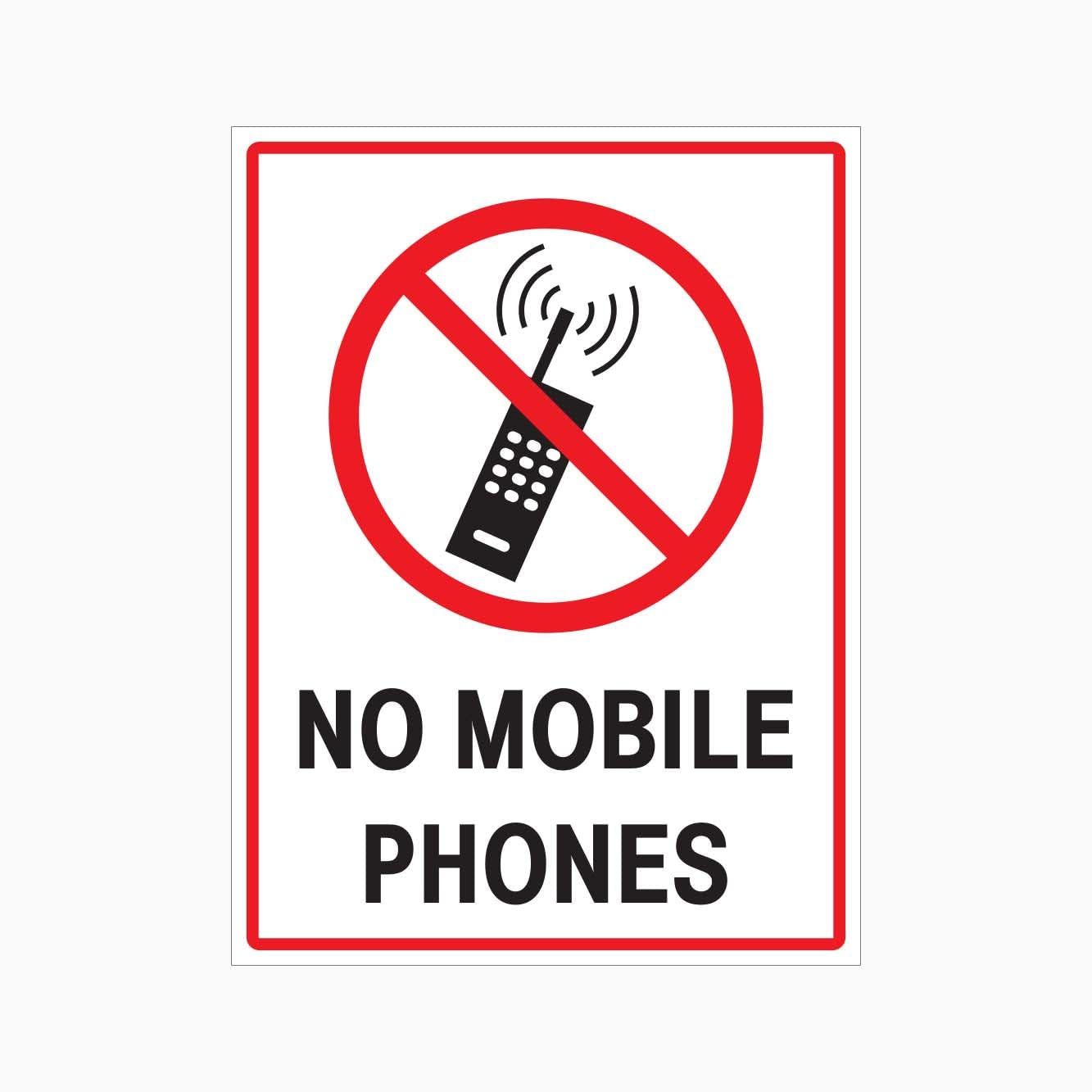 NO MOBILE PHONES Sign, 12x8 Metal Tin Sign, device usage prohibition for workshops and quiet work zones.