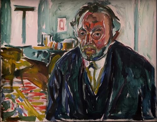 Póster Edvard Munch Autorretrato cuadro para pasillo lámina decorativa grande de 60x90 cm