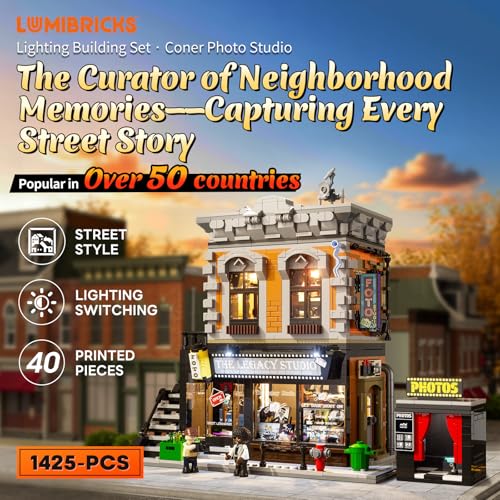 Lumibricks Street-Fusion Corner-Photo-Studio Lighting Building-Bricks-Set - 1425 Pcs City Town Modular Street View Model for Adults - Home and Office Decor, Creative Educational Interactive Toys - Image 6