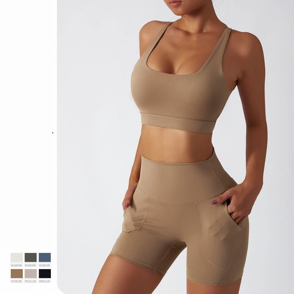 Set da Yoga Abbigliamento da Palestra per Donna Set da Palestra Completi da Donna Tuta da Yoga per Fitness Reggiseno Sportivo Pantaloncini da Yoga Set Abbigliamento da Allenamento per Le Donne